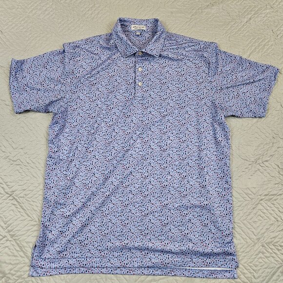 Peter Millar Shirt Mens L Summer Comfort Geometric Polo Golf Cocktails Party - Picture 1 of 9